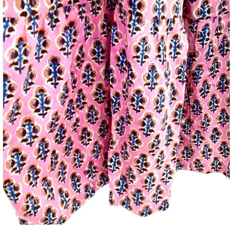 Emerson Fry India Collection Sara Tier Dress Pink Floral Maxi Large - Picture 7 of 10